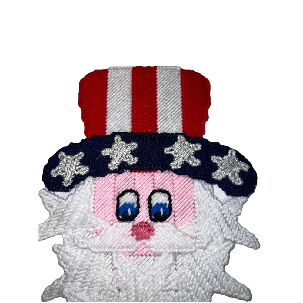 Vtg 1990s Handmade Uncle Sam Plastic Canvas Magnet Patriotic Americana‎ Decor